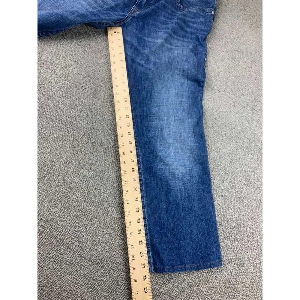 True Religion Jeans Men 38 Blue Denim‎ Straight Leg Relaxed Patch Dubai UAE Made